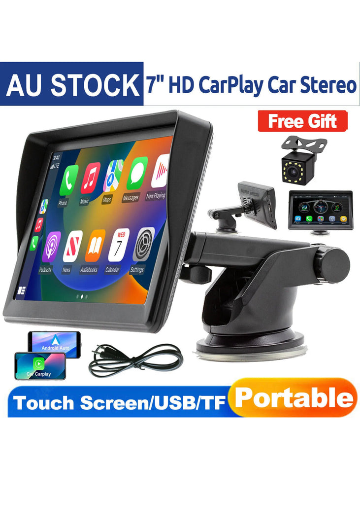 Portable 7"for Wireless Apple CarPlay Android Auto Touch Screen Car Radio Stereo