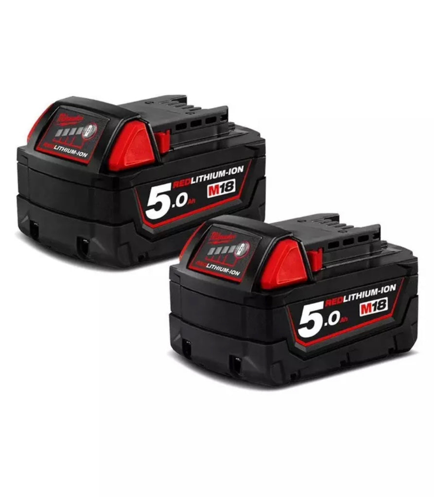 Genuine Milwaukee 18V  5.0AH Red Lithium Batteries, H18B5. TWIN PACK Aus-stock