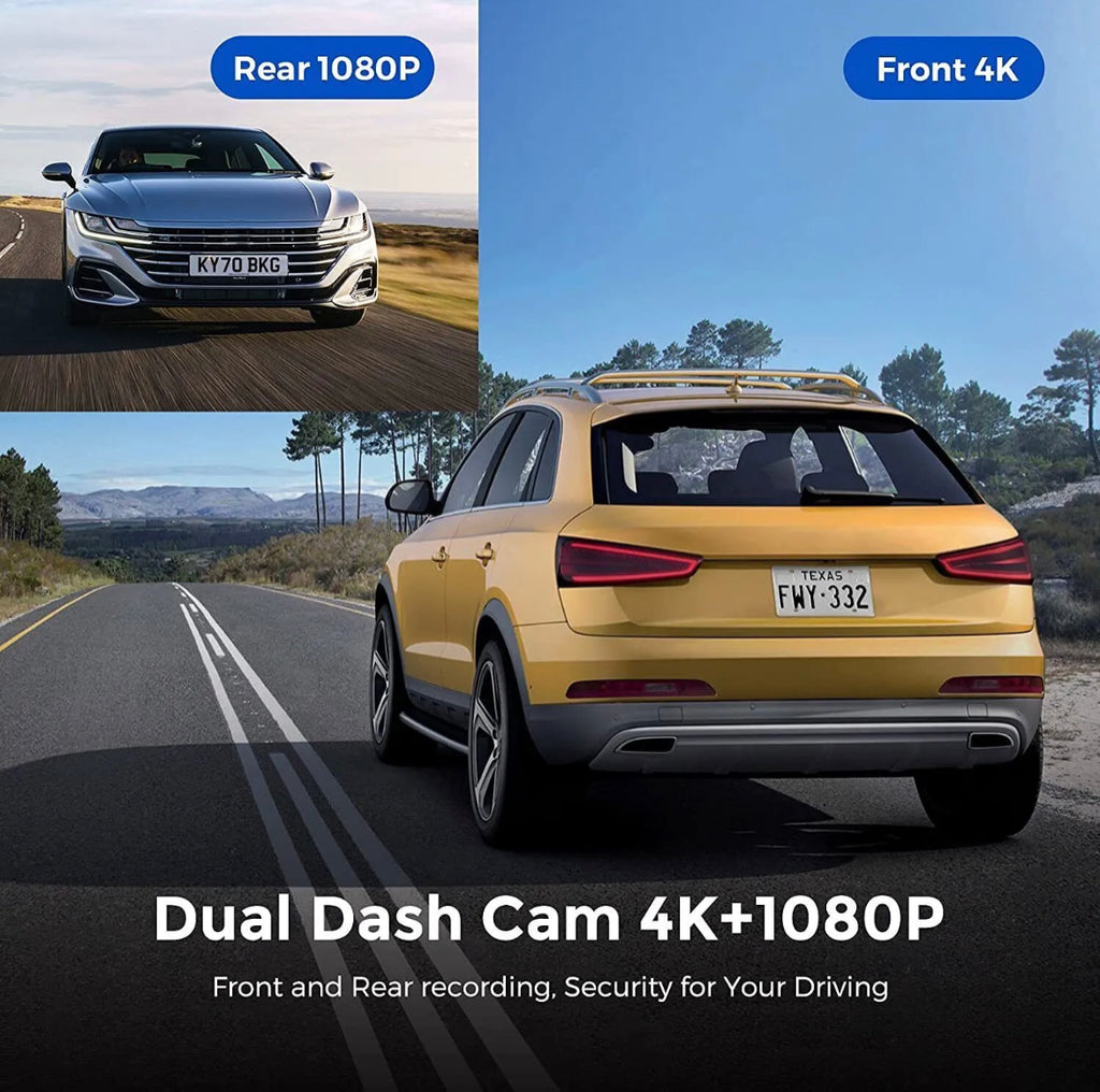 AZDOME Dual Dash Cam UHD 4K WIFI GPS Front Rear Car Dash Camera IR Night Vision