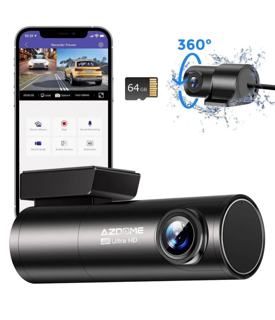 AZDOME Dual Dash Cam UHD 4K WIFI GPS Front Rear Car Dash Camera IR Night Vision